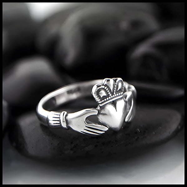 Sterling Silver Fenian Claddagh Ring without Crown 1/4 in wide -  SilverBlings