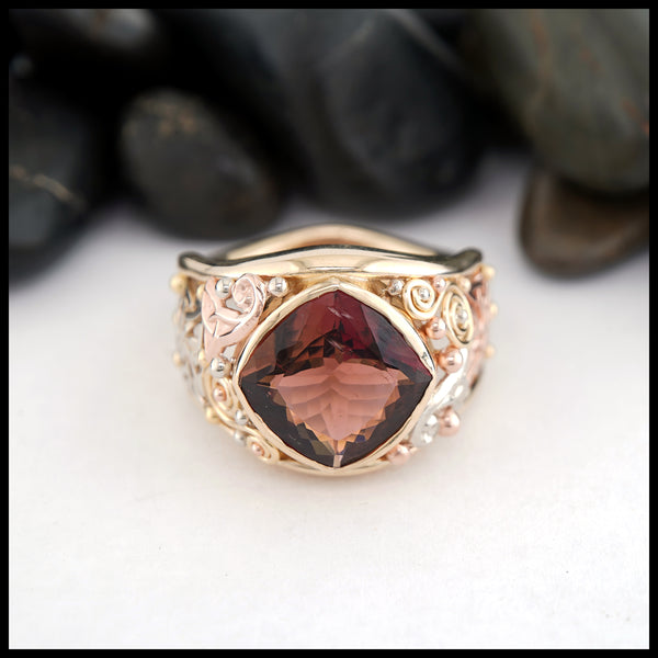 Plum Tourmaline Custom Frame Ring