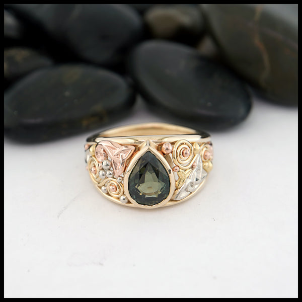 Green Sapphire Custom Frame Ring