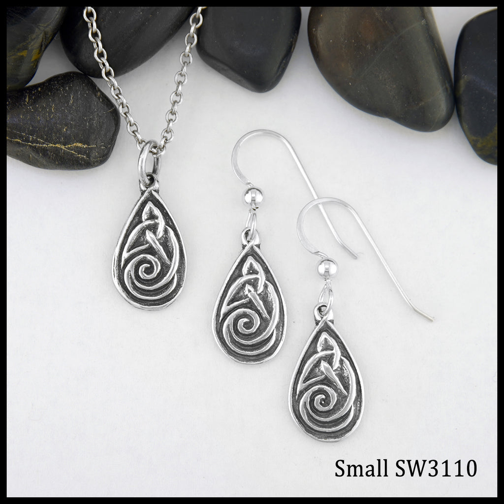 Small Celtic Spiral Pendant and Earrings