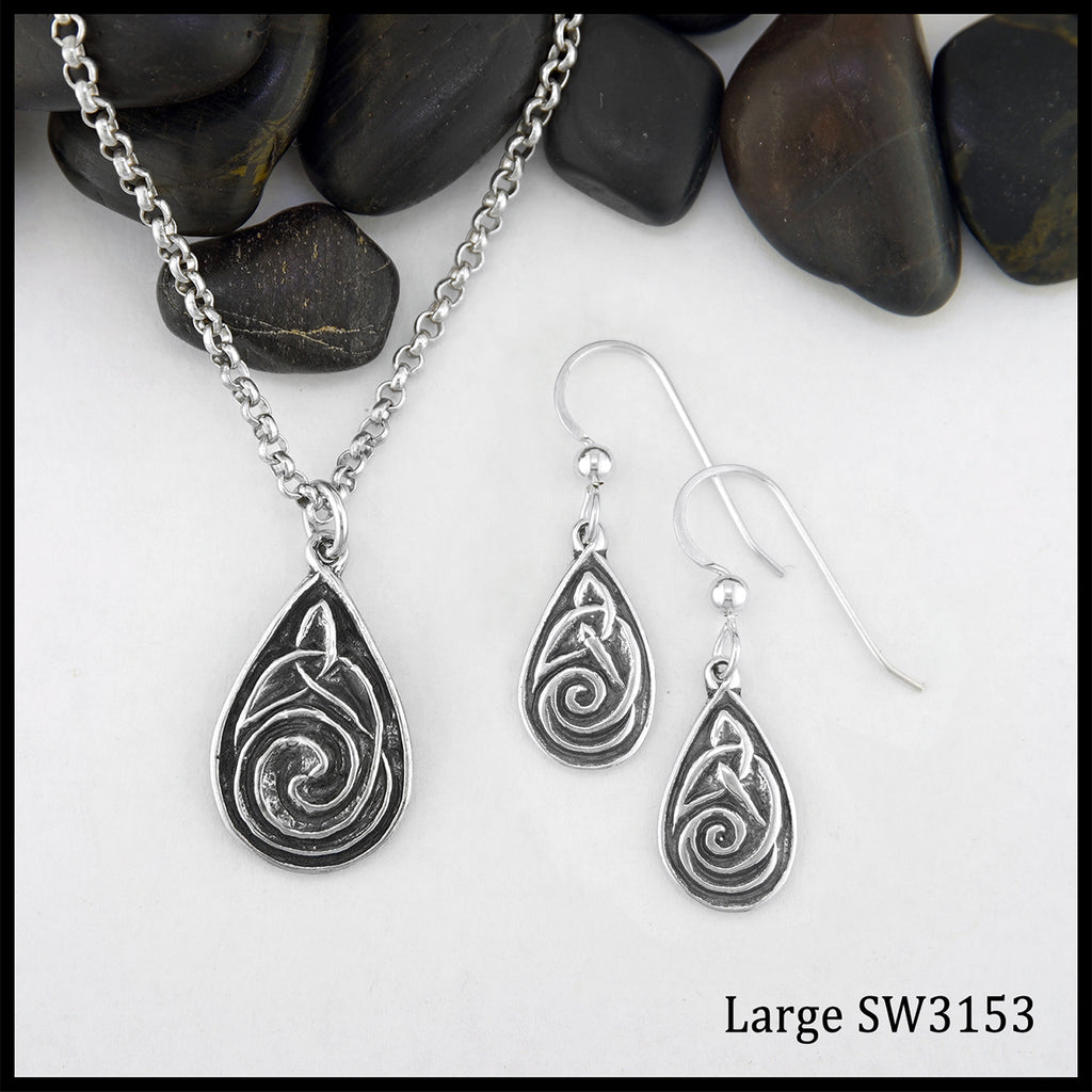 Large Celtic Spiral Pendant and Earrings