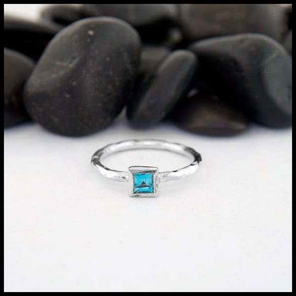 Blue Topaz Hammered Ring