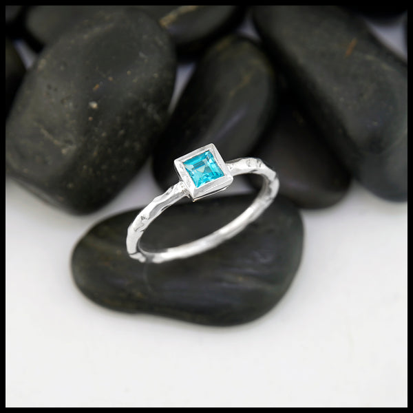 Blue Topaz Hammered Ring