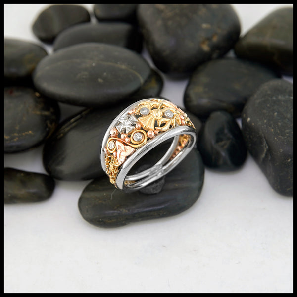 Custom Diamond Frame Ring in 14K Gold