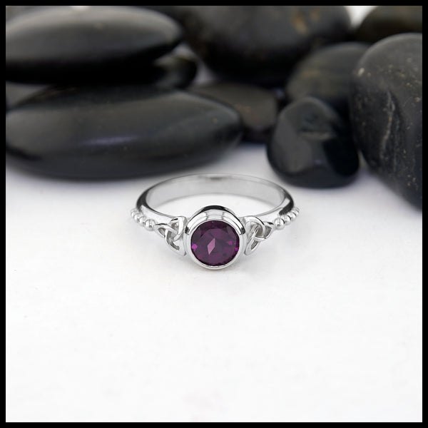 Trinity Knot Purple Garnet Ring