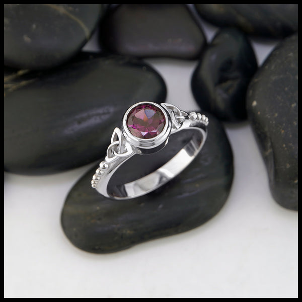 Trinity Knot Purple Garnet Ring