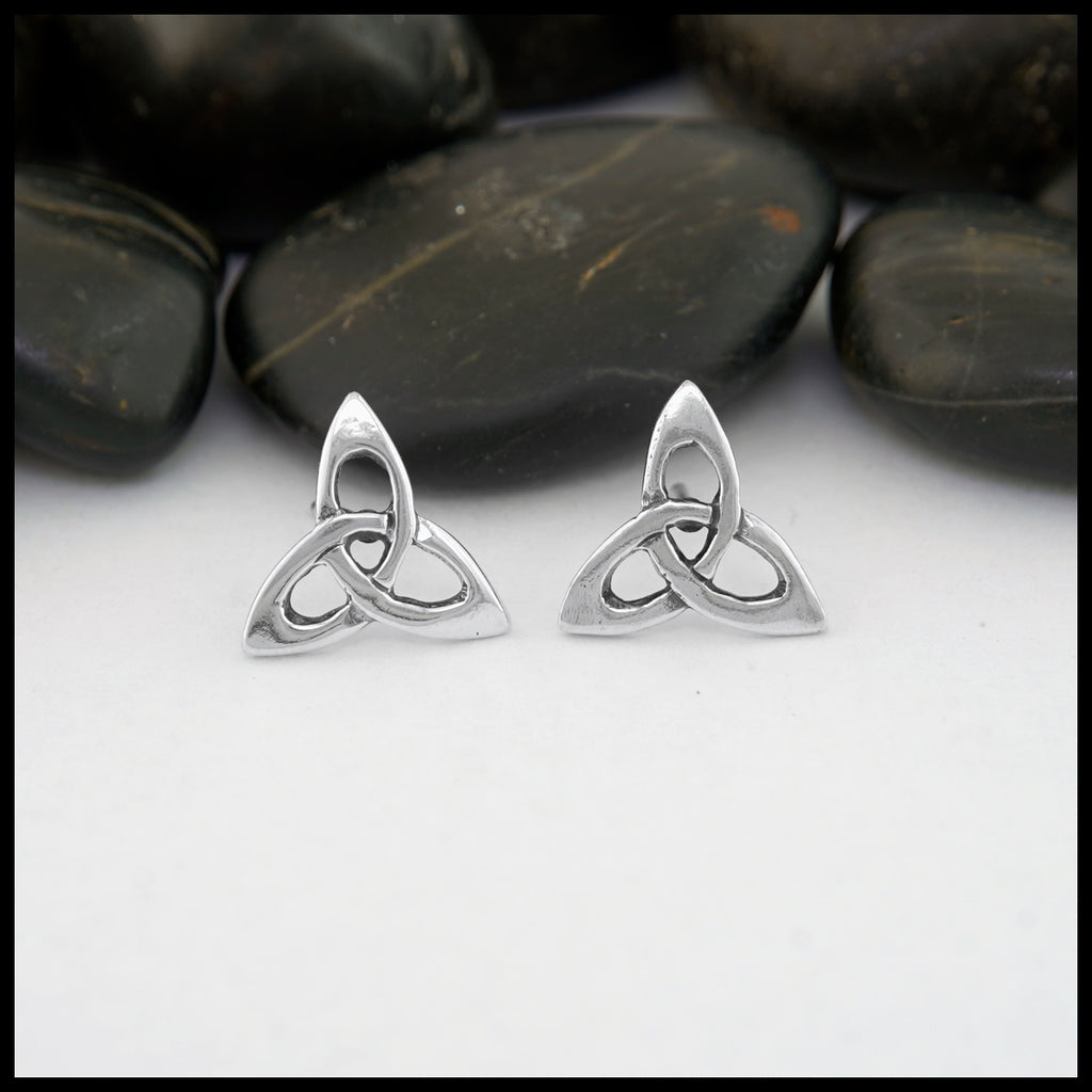 Small Open Triquetra Post Earrings in Silver