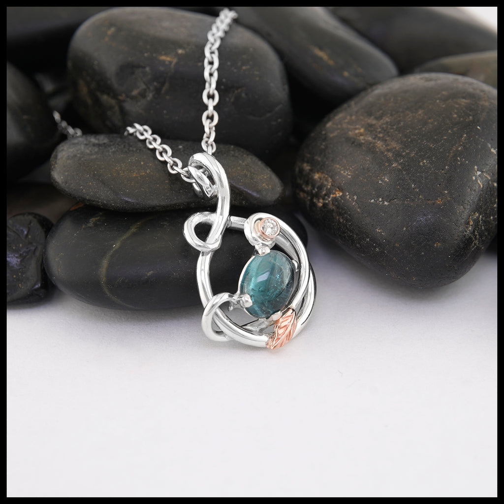 Diamond and Blue Tourmaline Nature Pendant