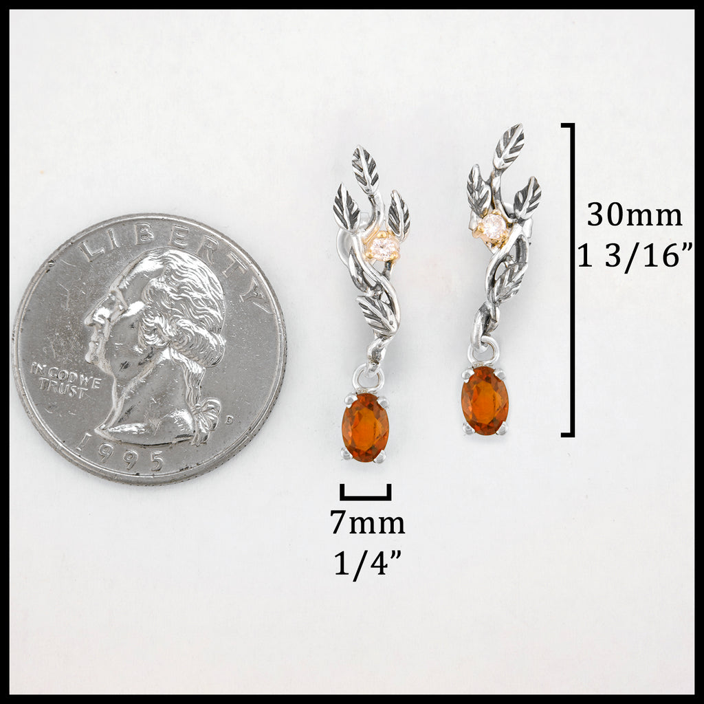 Earrings: 30mm 1 3/16" width 7mm 1/4"