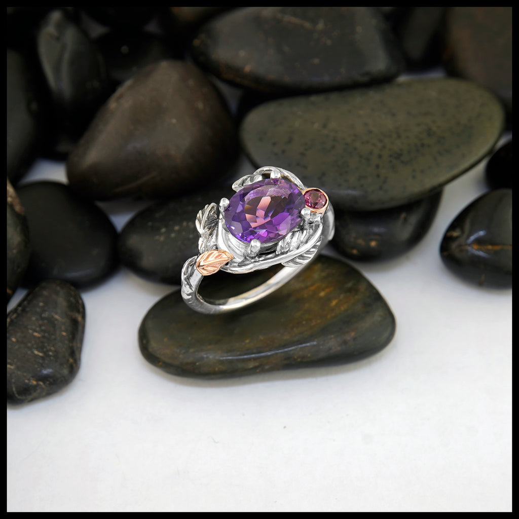 Amethyst Leaf and Vine Ring