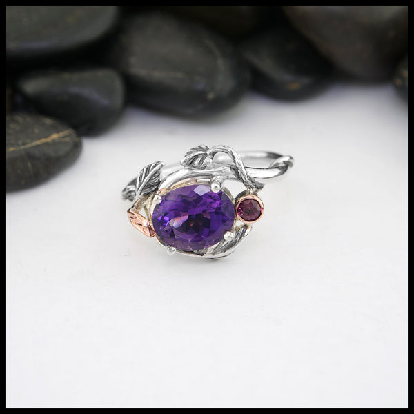 Amethyst Leaf and Vine Ring