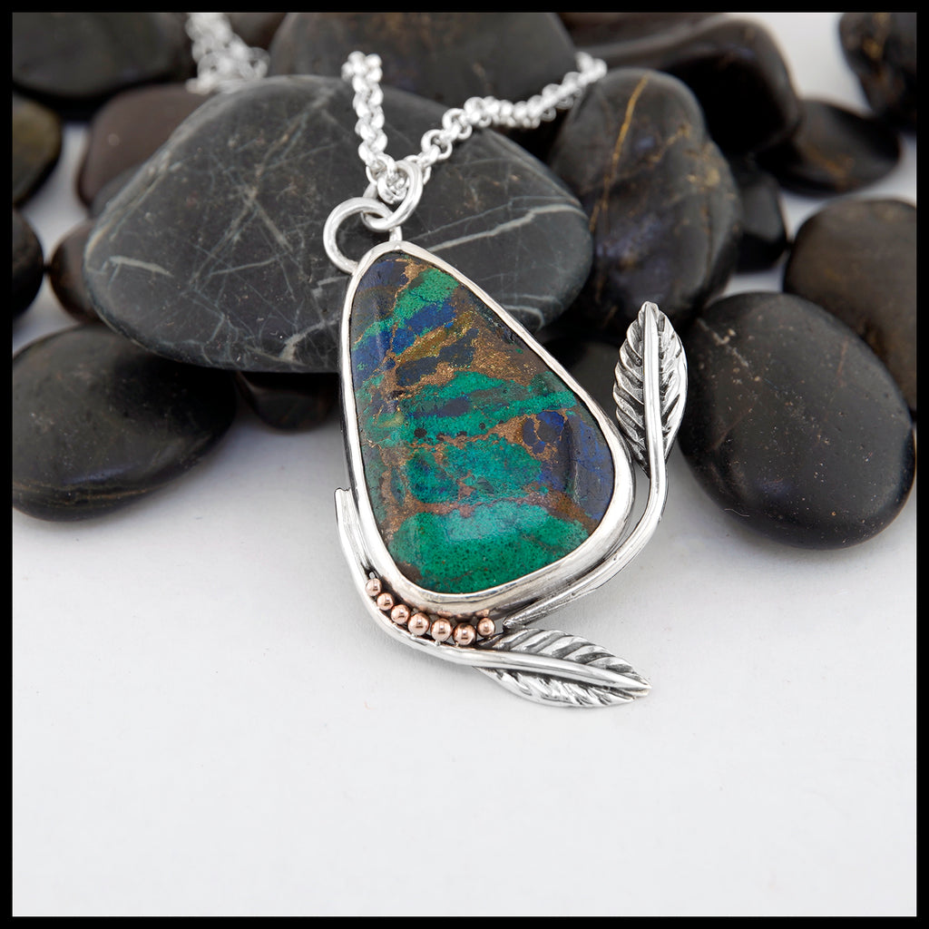 Azurite Leaf Pendant