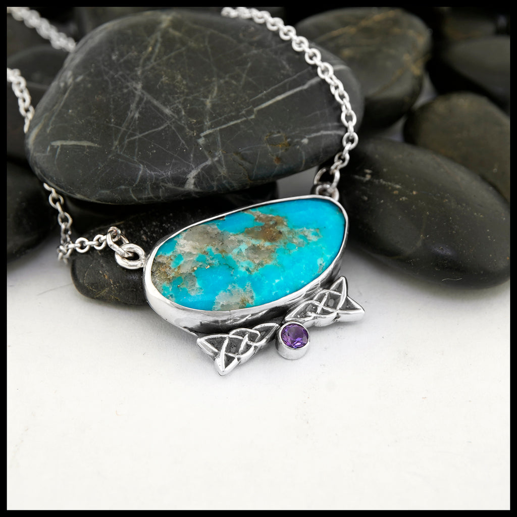 Celtic Turquoise and Amethyst Pendant