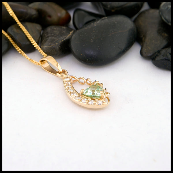 Mint Garnet and Diamonds Gold Frame Pendant