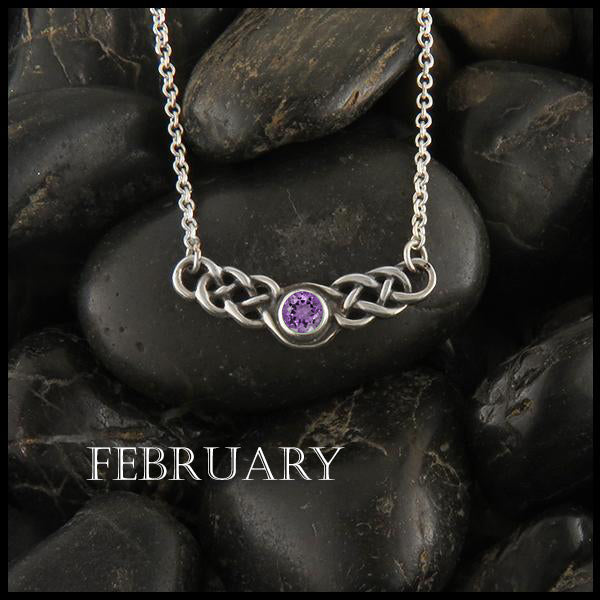 January Birthstone Celtic Necklace in Silver