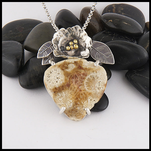 Fossilized Coral Blossom Pendant