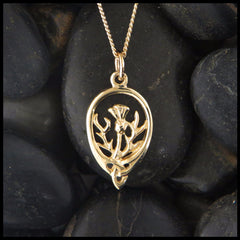 14K Solid Gold Thustle store Necklace, Gold Round Scottish Thistle Jewelry, Gold Coin Thistle Pendant, Personalized Symbolic Scottish Celtic Charm