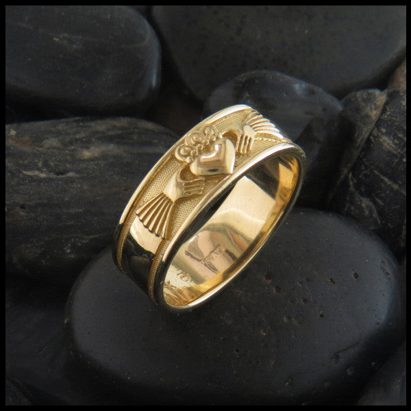 14k Yellow Gold Claddagh Ring for Men Size 8 - 13 | eBay