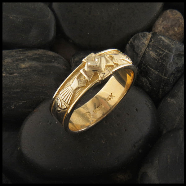 GENTS 18CT YELLOW GOLD CLADDAGH RING | Claddagh Ring