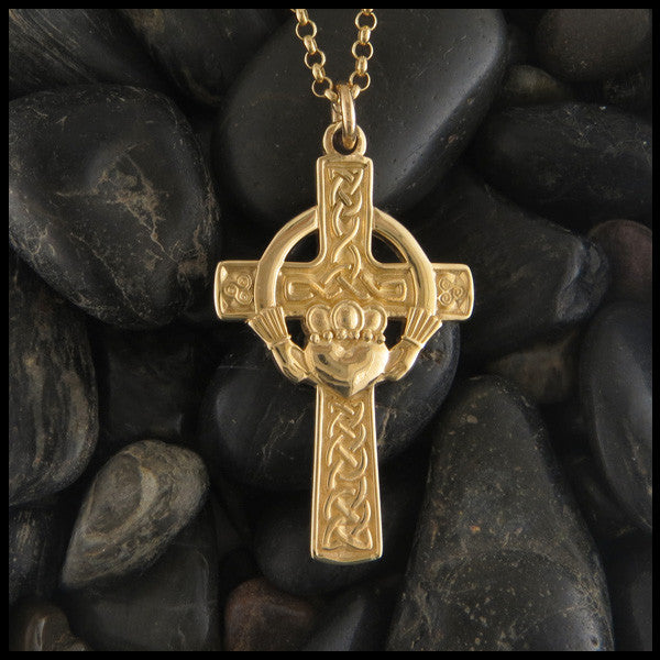 Large Celtic Cross Charm Necklace. Irish Cross. Crucifix Necklace. Saint Bridgid. St Patrick Irish Necklace, Confirmation, Sponsor Gift