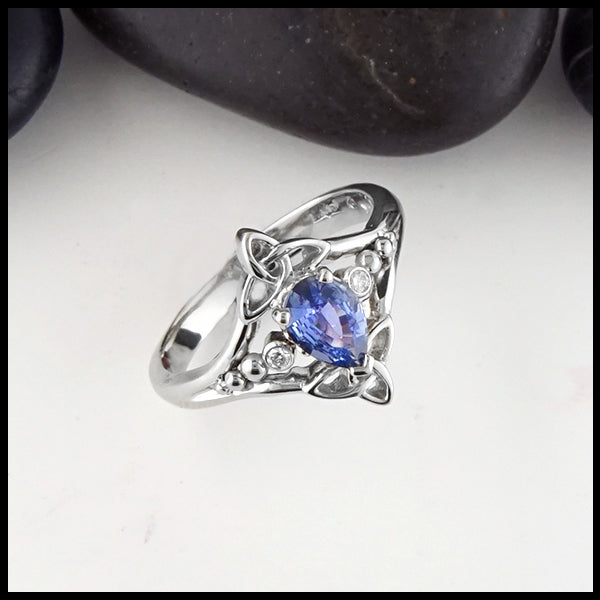 Trinity Knot and Blue Sapphire ring | Walker Metalsmiths