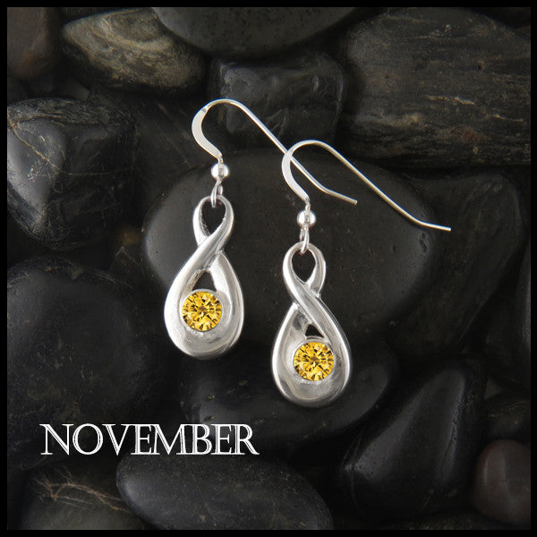 November Birthstone Celtic Eternity Earring in Silver